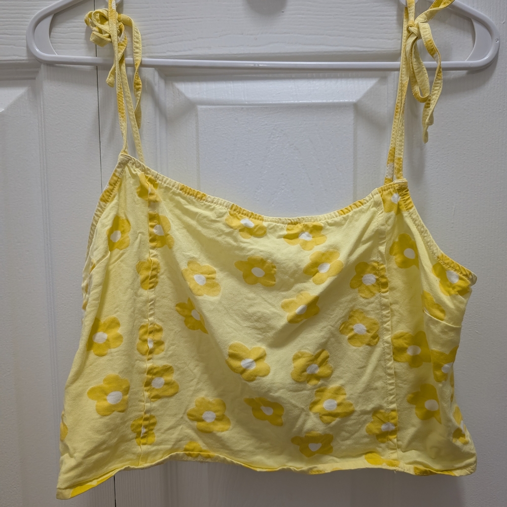 RVCA Yellow Floral Crop Top